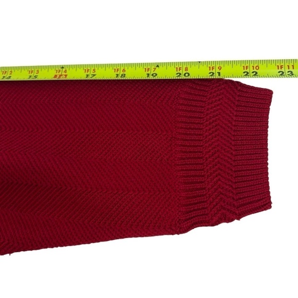 Chaps Ralph Lauren Men’s Pullover Sweater Sz Medium Color Red Stretch Chunky - Picture 9 of 10